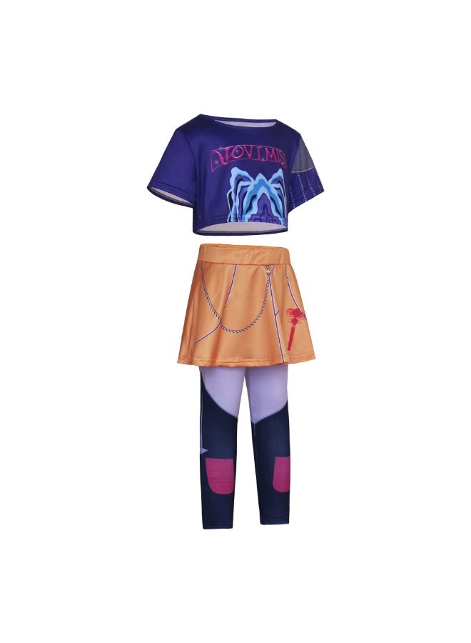 JAYATO Halloween K-POP Demon Hunters Team Cosplay Costume, Mira Anime Costume - (Top + Skirt Pants) 130 cm for Girls, Birthday Gifts - Image 5
